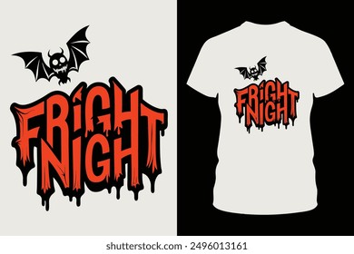 Eye catching and spooky t-shirt design for Fright Night Halloween. Perfect for adding a festive touch to your holiday celebrations with this detailed vector illustration.