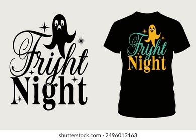 Eye catching and spooky t-shirt design for Fright Night Halloween. Perfect for adding a festive touch to your holiday celebrations with this detailed vector illustration.