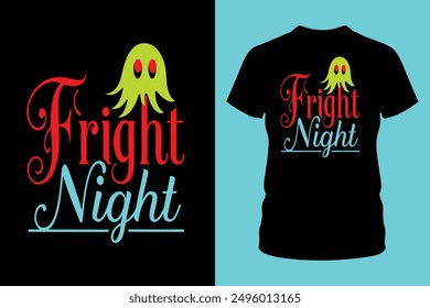 Eye catching and spooky t-shirt design for Fright Night Halloween. Perfect for adding a festive touch to your holiday celebrations with this detailed vector illustration.