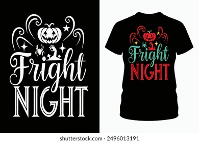 Eye catching and spooky t-shirt design for Fright Night Halloween. Perfect for adding a festive touch to your holiday celebrations with this detailed vector illustration.