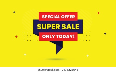 Eye catching SUPER SALE special offer only today banner template design, perfect for promoting exclusive one day deals.