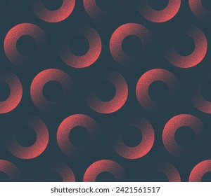 Eye Catching Tilted Seamless Pattern Trend Vector Red Circles Abstract Background. Half Tone Art Illustration for Fashionable Textile Print. Repetitive Graphical Abstraction Wallpaper Dot Work Texture