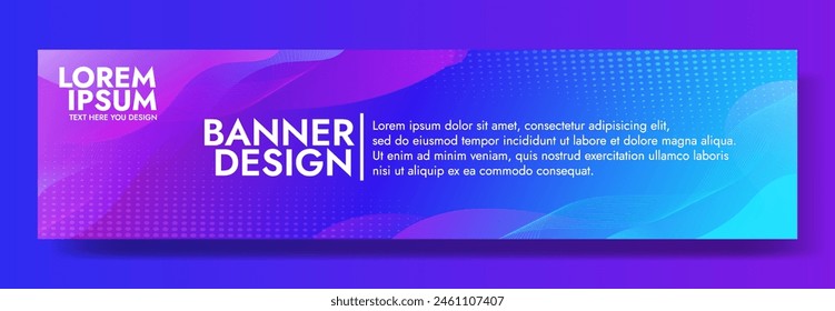Eye catching violet blue abstract gradient wave banner template. Ideal for headers, promos, and modern graphic elements