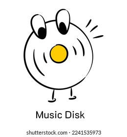 An eye catchy cute hand drawn icon of music disk 