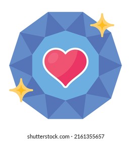 Un icono plano pegadizo del cristal de amor

