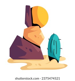 Icono plano pegadizo que muestra arenisca desértica 