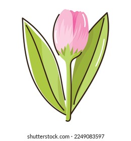 Un icono plano pegadizo de tulipán 