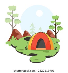 Dibujo plano pegadizo de una tienda forestal