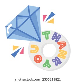 Eye catchy flat sticker of diamond ring 