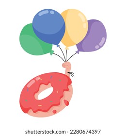 Pegatina pegadiza plana de los globos de donut 
