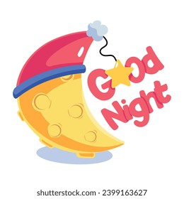 An eye catchy flat sticker of good night 