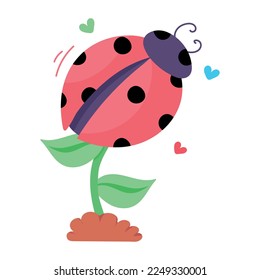 An eye catchy flat sticker of ladybug 