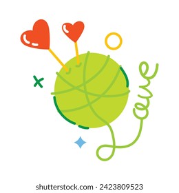 Eye catchy flat sticker of love knitting 