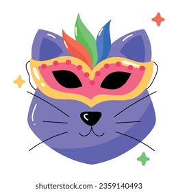 Eye catchy flat sticker of masquerade mask 