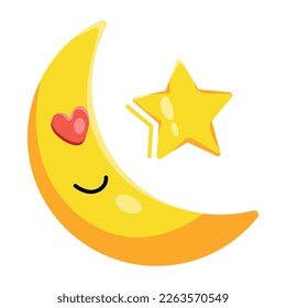 Eye catchy flat sticker of romantic night 