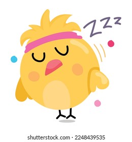An eye catchy flat sticker of sleepy chick 