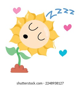 An eye catchy flat sticker of sleepy flower 