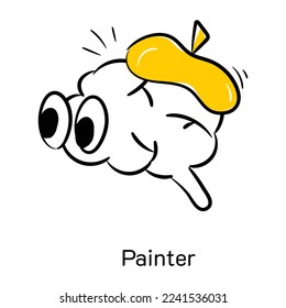 An eye catchy hand drawn icon of painter 