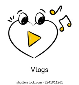 An eye catchy hand drawn icon of vlogs 