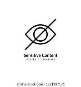 Eye. Caution. Icon for sensitive photo content or explicit video content, inappropriate content, internet safety concept, censored only adult 18 plus, attention Sign. Vector Illustration symbol.