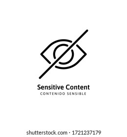 Eye. Caution. Icon for sensitive photo content or explicit video content, inappropriate content, internet safety concept, censored only adult 18 plus, attention Sign. Vector Illustration symbol. svg