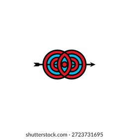 Ojo en el centro de la idea del logotipo objetivo.