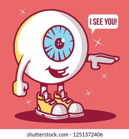 Eye character pointing vector illustration. Protection, media, icon, eye, medicine design concept