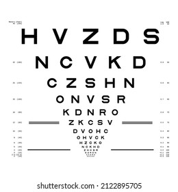 Eye Chart Test. Assessment of visual acuity. Vector illustration