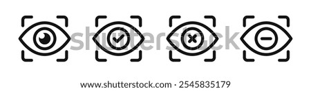 Eye check icons set. Eyesight symbol. Vector illustration.