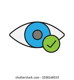 Eye with check mark color icon. Good vision. Isolated vector illustration