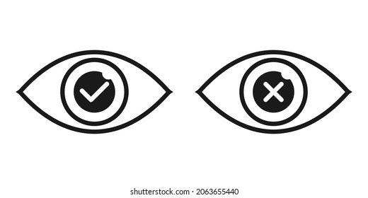 Eye with check mark and cross mark icon. Illustration vector