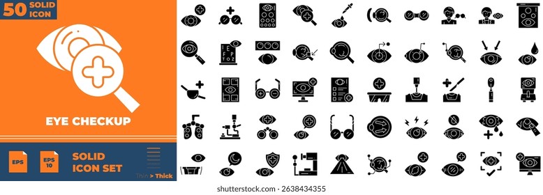 Eye Checkup Solid Editable Icons set. Vector illustration in modern thin solid style of eye checkup icons: ophthamology, optic, doctor, etc
