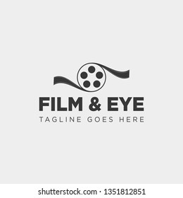eye cinema studio entertaintment simple logo template vector illustration icon element
