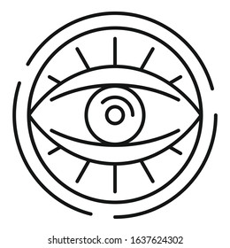 Eye in circle icon. Outline eye in circle vector icon for web design isolated on white background