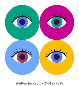 Eye Circle. Vector Illustration of Retro Fashion Concept. Green Blue and Brown.