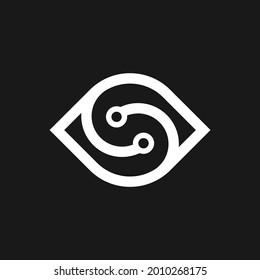 Eye circuit board icon. Technology Logo design. Vector Illustration.
