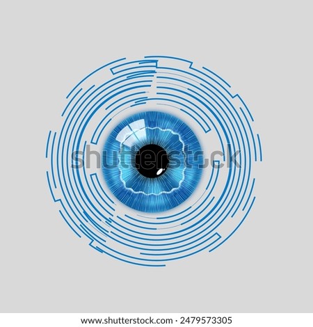 Eye with circular lines technology concept, Ai, big data , vision concept, poster greeting card banner