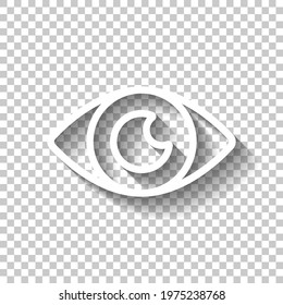 Eye, Clear Vision, Simple Icon. White Linear Icon With Editable Stroke And Shadow On Transparent Background