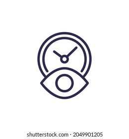 eye and clock line icon, view time vector