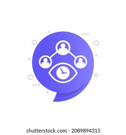 eye and clock, time tracking vector icon