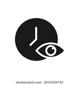 Eye and clock. Watch time icon line style isolated on white background. Vector illustration