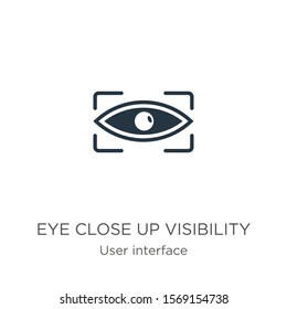 Eye close up visibility button icon vector. Trendy flat eye close up visibility button icon from user interface collection isolated on white background. Vector illustration can be used for web and 