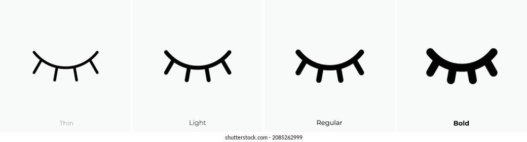 eye closed icon. Thin, Light Regular And Bold style design isolated on white background