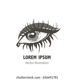 Eye close-up on a white background. Logo. Vector image.