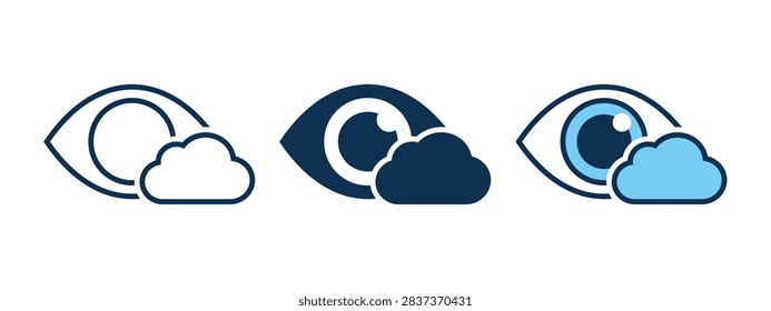 Eye Cloud Computing Icon for Digital Data Monitoring, Online Service. Vector Illustration