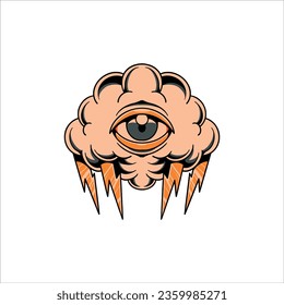 eye cloud tattoo vector design