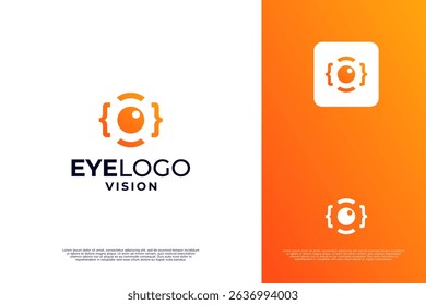 Eye code logo design. Coding with vision logo combination