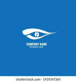 eye and coffee combination, flat minimalis logo company, vector