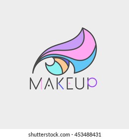 Eye Colorful Logo Make Up Thin Line. Beauty Online Store Icon. Fashion Color Badge. Decorative Cosmetics Logo.