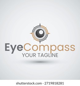 Diseño de logotipo de brújula ocular con navegación y concepto de visión